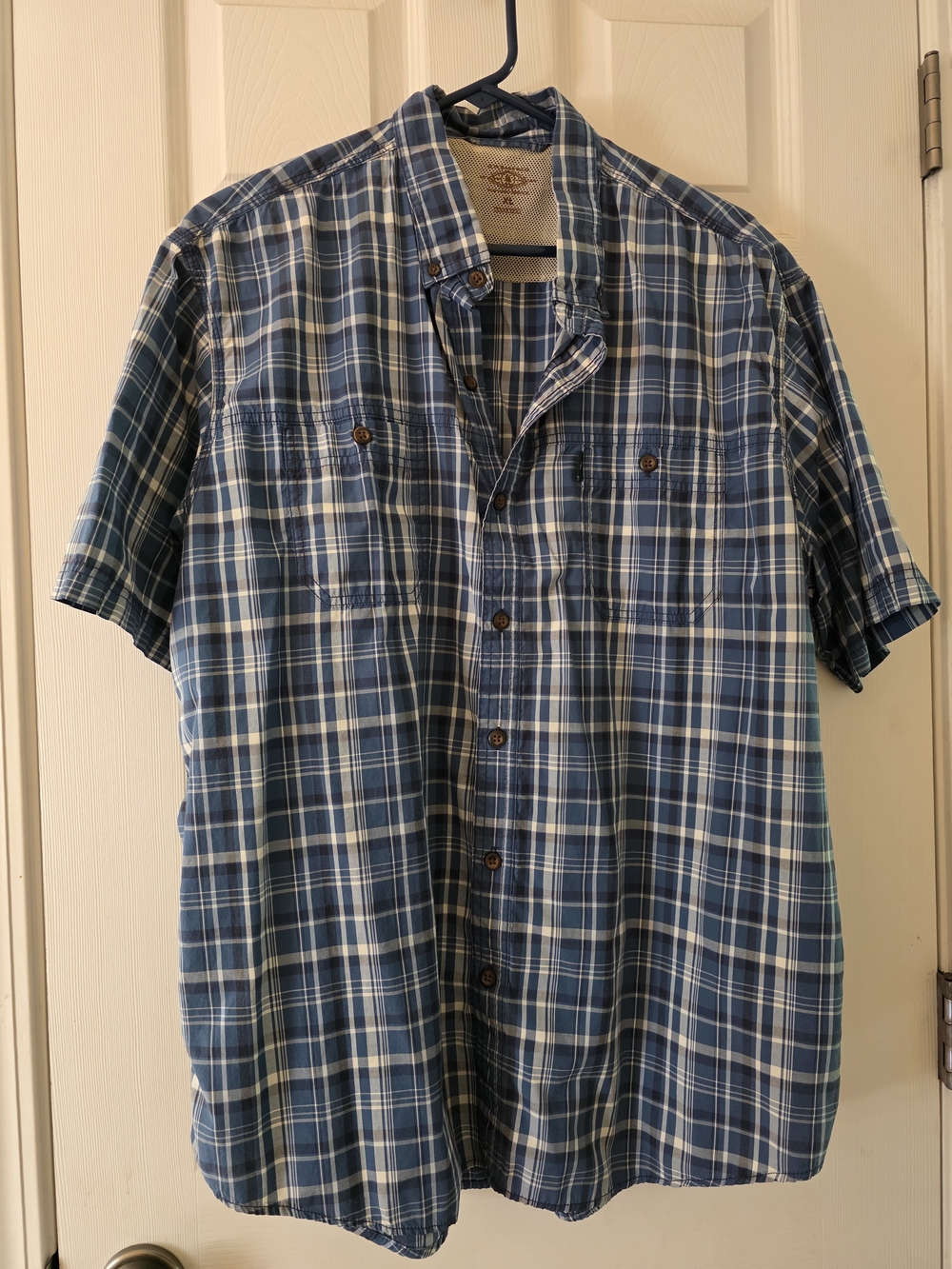 G.H. Bass & Co. Blue Plaid Short-Sleeve Button-Down Shirt